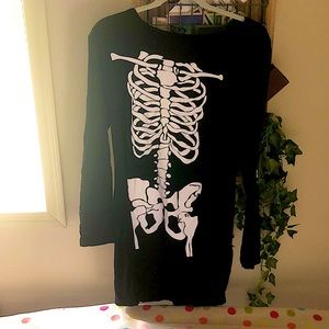 Skeleton Costume Print Long-sleeved T-Shirt Dress